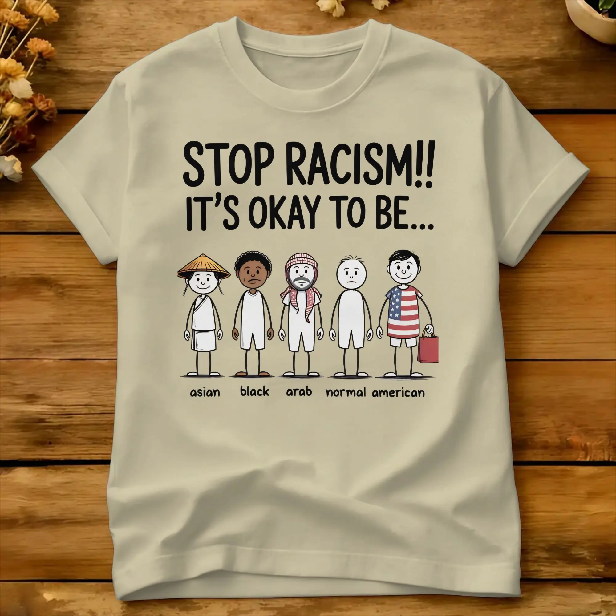 Stop Racism!!  T-Shirt Summer  Vintage T Shirts Cotton Harajuku Tee Shirt For Man Print Top Tees