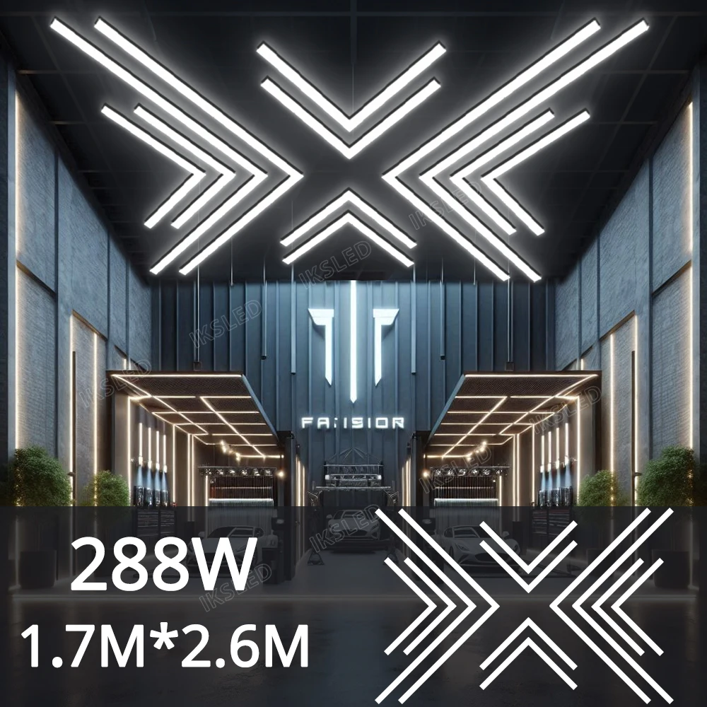 6500k Natural Light Lighting Hexagon Barbershop Garage LED Ceiling Light 110-220V Car Beauty Detail Workshop Honeycomb Tube Lamp