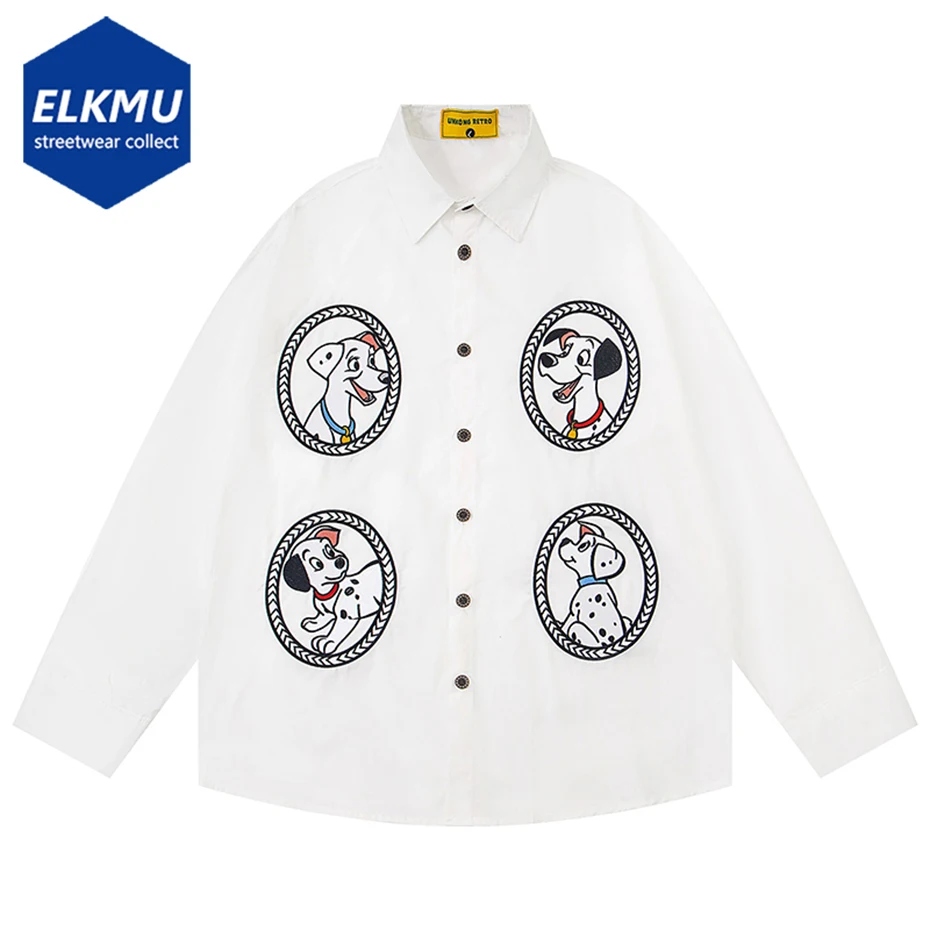 

Dog Graphic Shirts Casual Long Long Sleeve Shirts Button Up Blouse Streetwear Harajuku Oversized Shirts