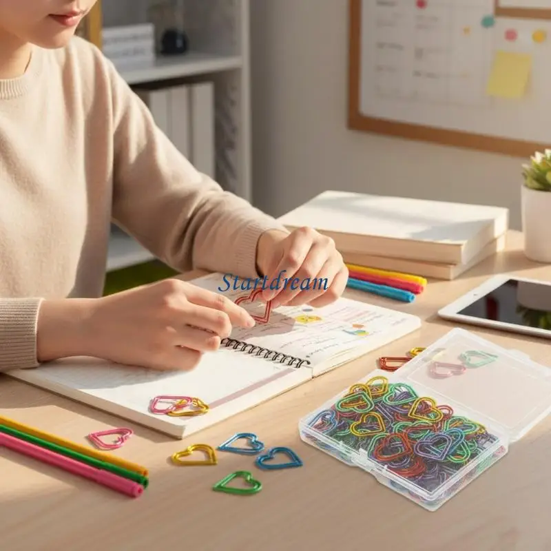 100/200 قطعة دبابيس ورق على شكل قلب مشبك معدني ملون منظم وثائق كليب لمجلة الوثيقة سكرابوكينغ K92C #1