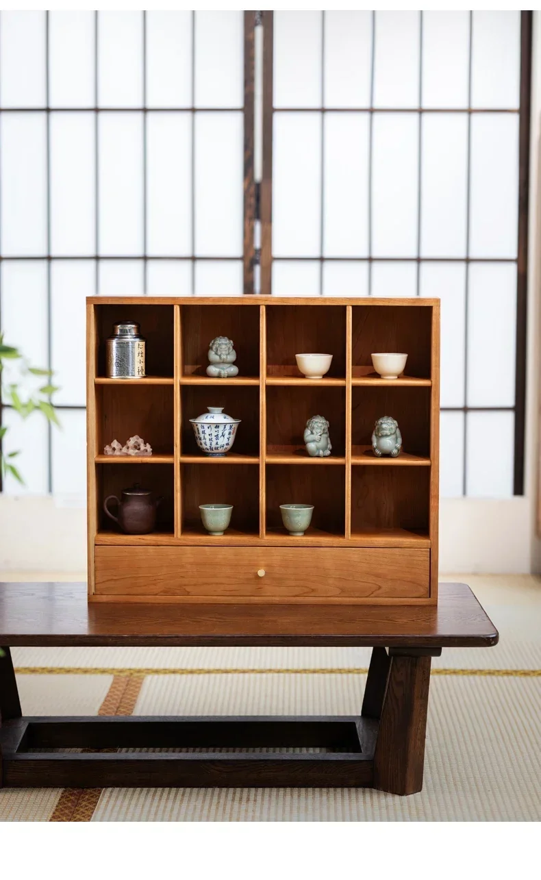 Japanese black walnut solid wood cup holder, lattice rack,  tea cup display  tstorage