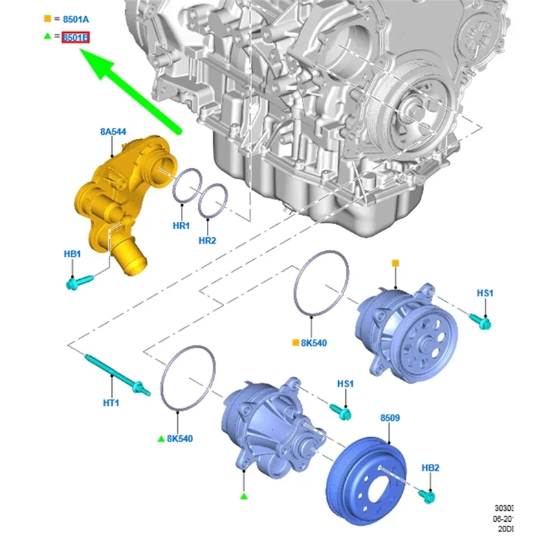 GK3Q8501AC 2254223 مضخة مياه المحرك لفورد ترانزيت MK8 2.0 RWD Ecoblue 2016 على EURO 6 ADBLUE Tdci V363