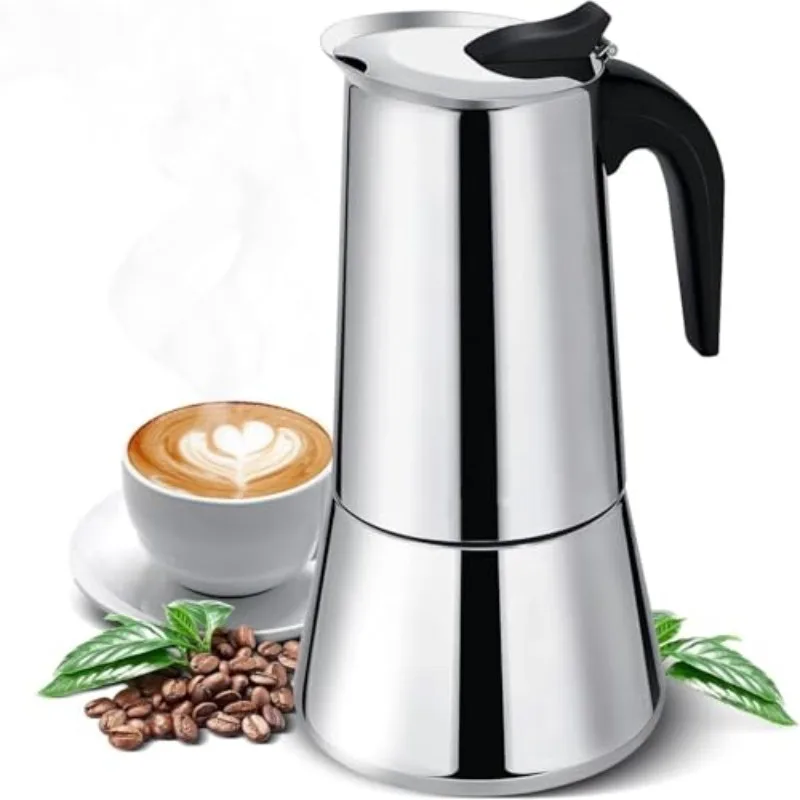 

9-Cup Coffee Pot Stainless Steel Moka Pot Italian Coffee Maker 15 OZ Stovetop Espresso Maker for Gas or Electric Ceramic Stove