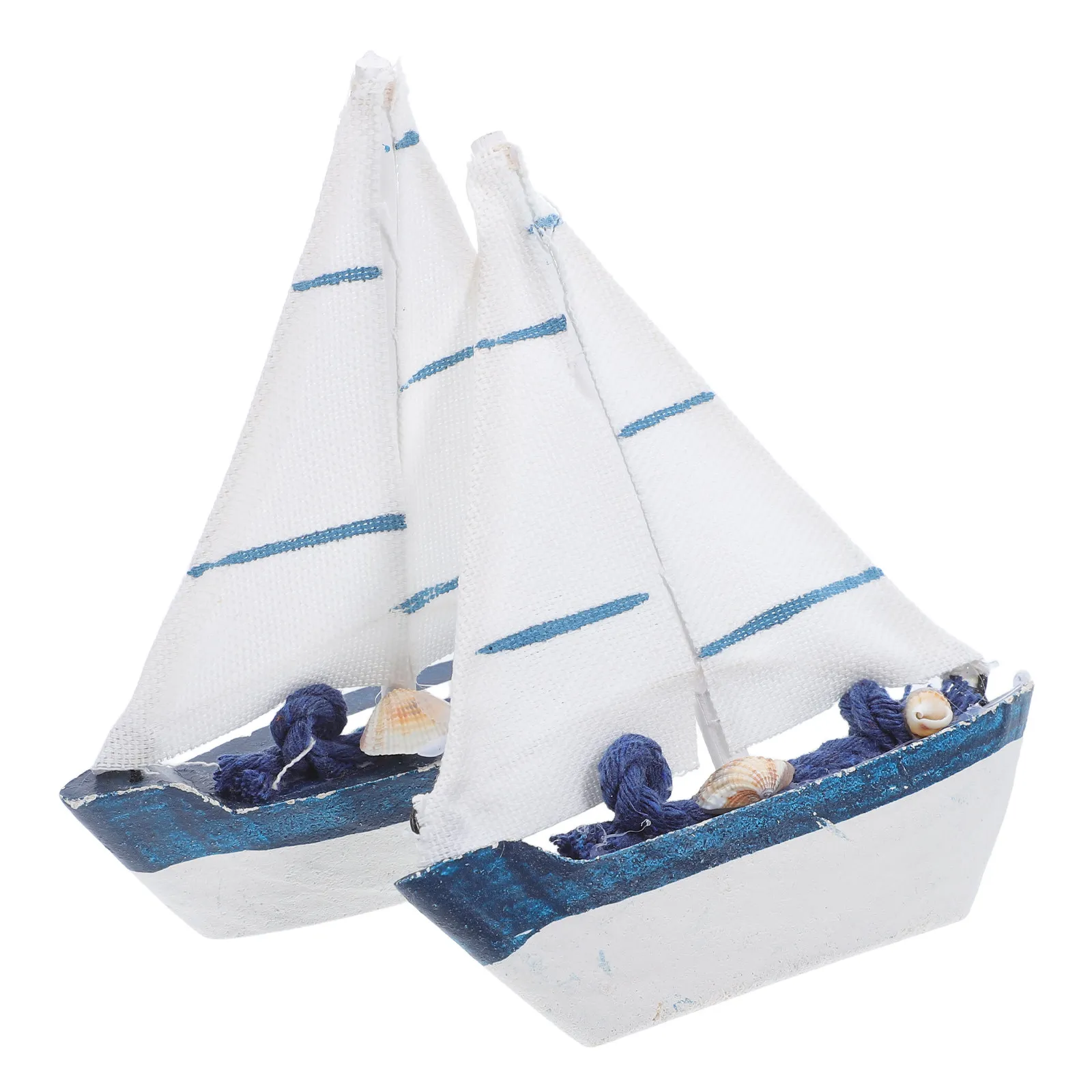 Mediterranean Sailboat Wooden Craft Decor – Nautical Home Office Mini Boat Figure for Shelf Desktop Marine Theme