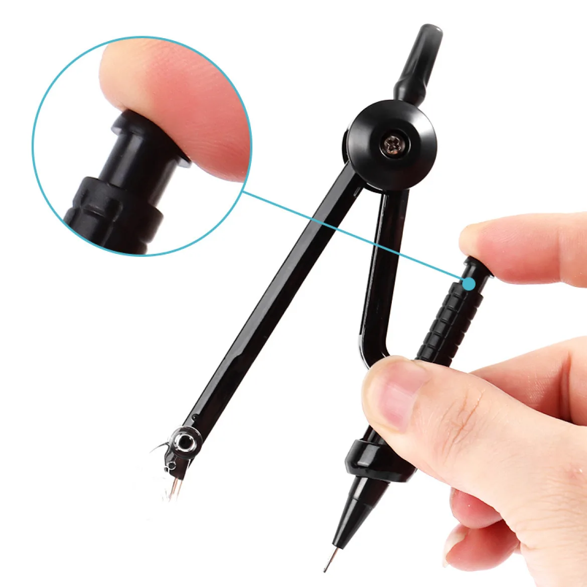 1Set student compass  gauge dual-purpose 2B clip, automatic pencil drawing, black and white compass wholesale student math