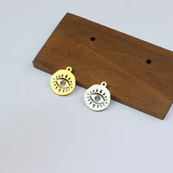 10pcs Stainless Steel Shiny Mirror Polished Eyes Jewelry Charms Pendant DIY Handcraft Waterproof Antiallergic