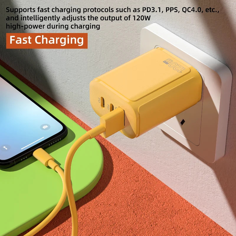 Xiaomi 120W USB Type-C Phone Charger UBS-C PD Fast Charging Power Adapter Tablet Travel ACC Multi Port Charger ﻿