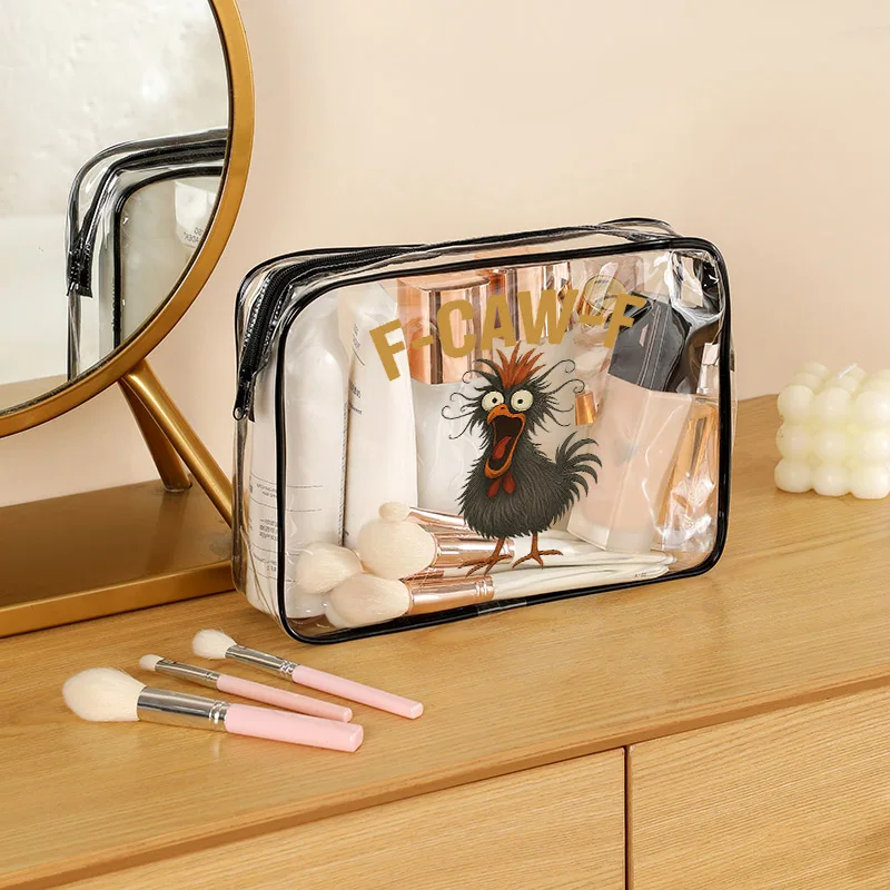 Bolsa de cosméticos de PVC bonita de gran capacidad con cierre de cremallera, organizador de artículos de tocador de viaje de alta calidad, fabricación liviana aprobada por TSA