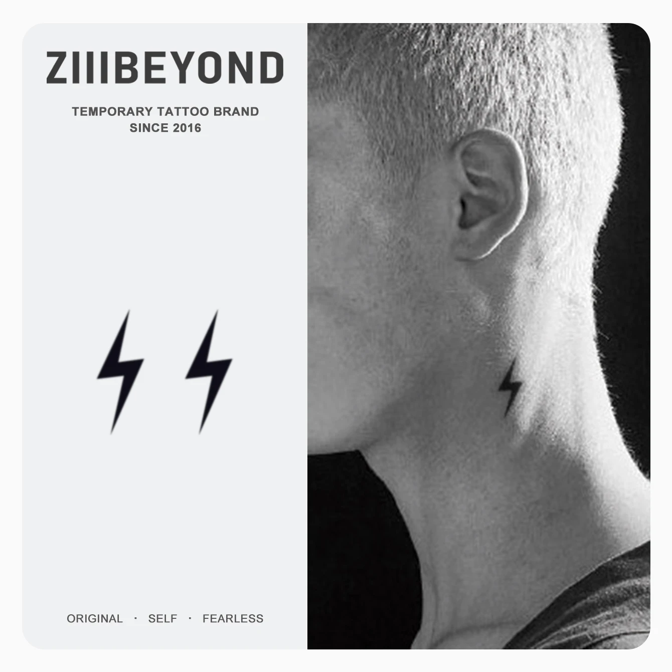 ZIIIBEYOND Lightning-shaped eyebrow center sticker, durable herbal-based, internet celebrity-style high-end temporary tattoo