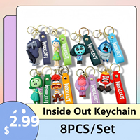 8PCS Disney Inside Out Keychain Toys - Joy Sadness Anger Figure Keyrings Gift Set for Kids Christmas Birthday Party