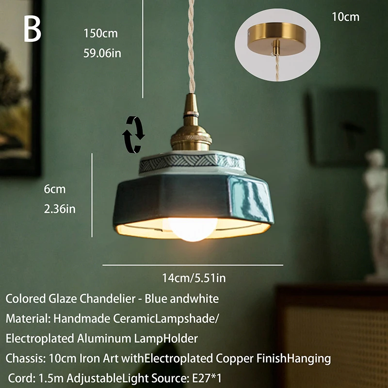 Neue Retro-Keramik-Pendelleuchten im chinesischen Stil, japanische Gasthaus-Schaufenster, Restaurant, Teestube, Bartheke, Insel – Detail 4