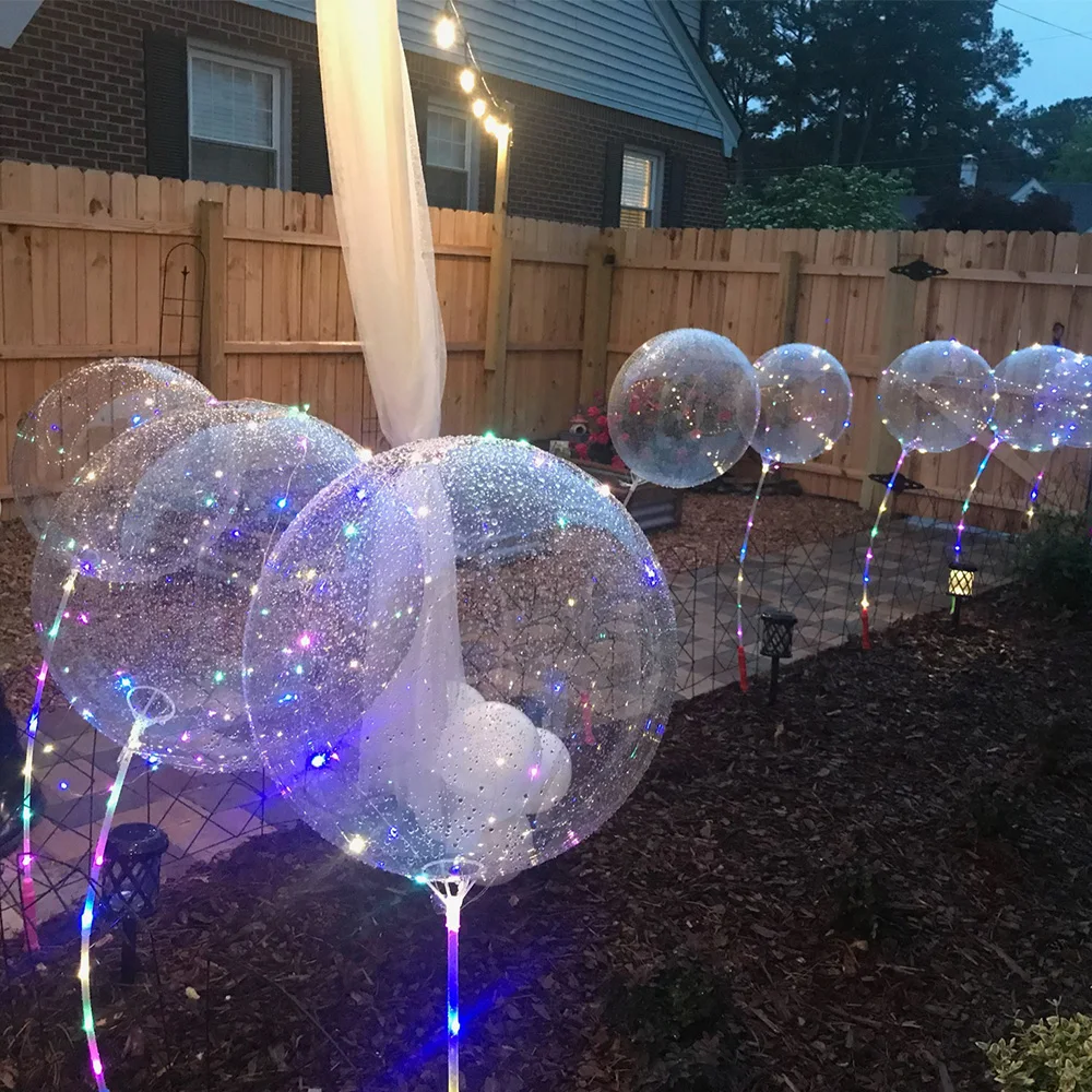 25set LED BoBo Balloon Kit Flashing Handle Bubble Balloon And Stick Light Up Bubble Balloons Weddings Birthday Party Decors
