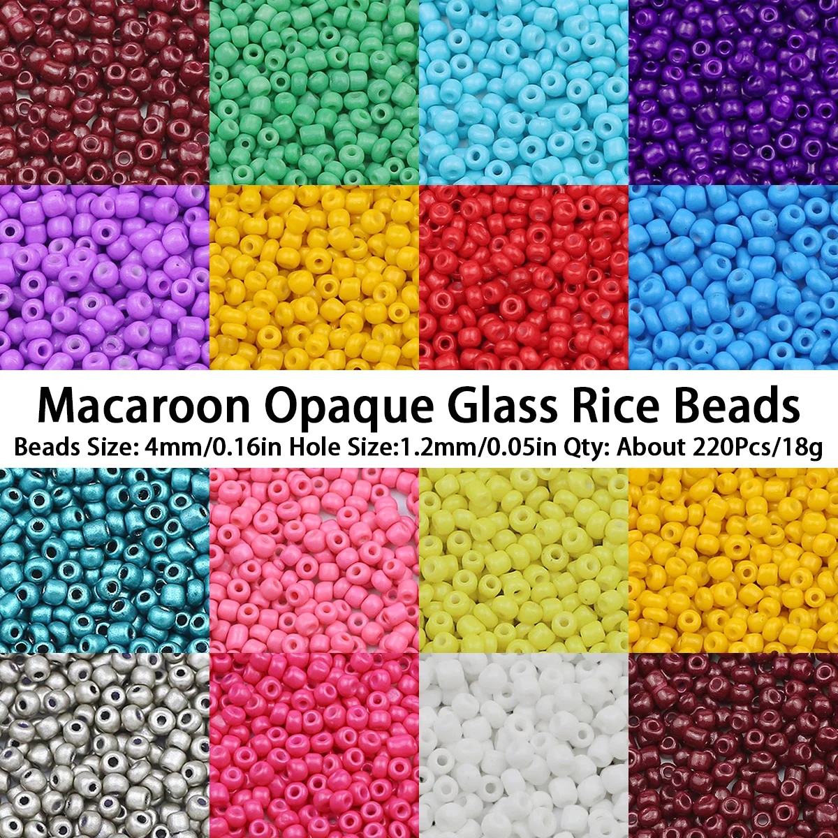 4MM 220PCS 18g Small Glass Loose Beads Orbicular Solid Color Spacer For Jewelry Making Beaded Bracelet Earring DIY Accessories