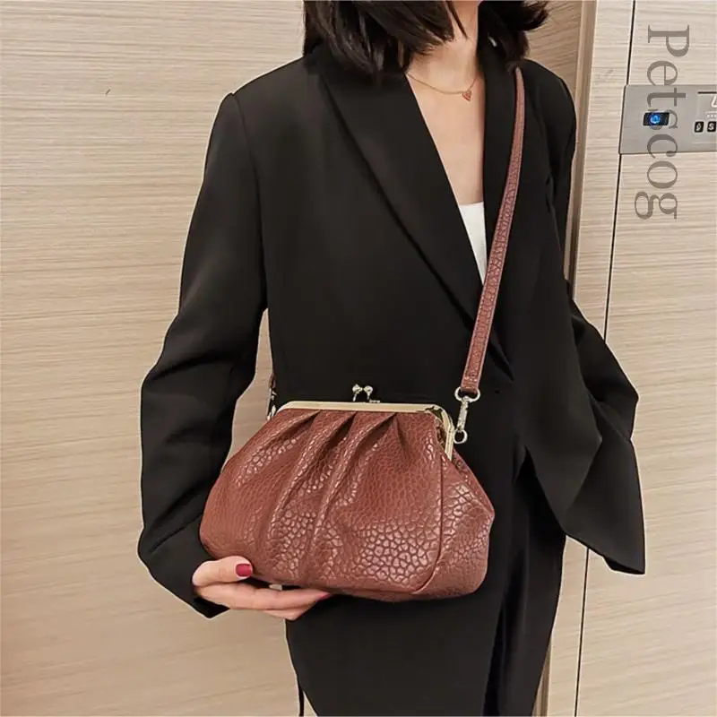 Women\'s Small Crossbody Bag PU Leather Ladies Handbag And Purse Fashion Fashion Shell Female Shoulder Bag Clip Clutch Bag Bolsas