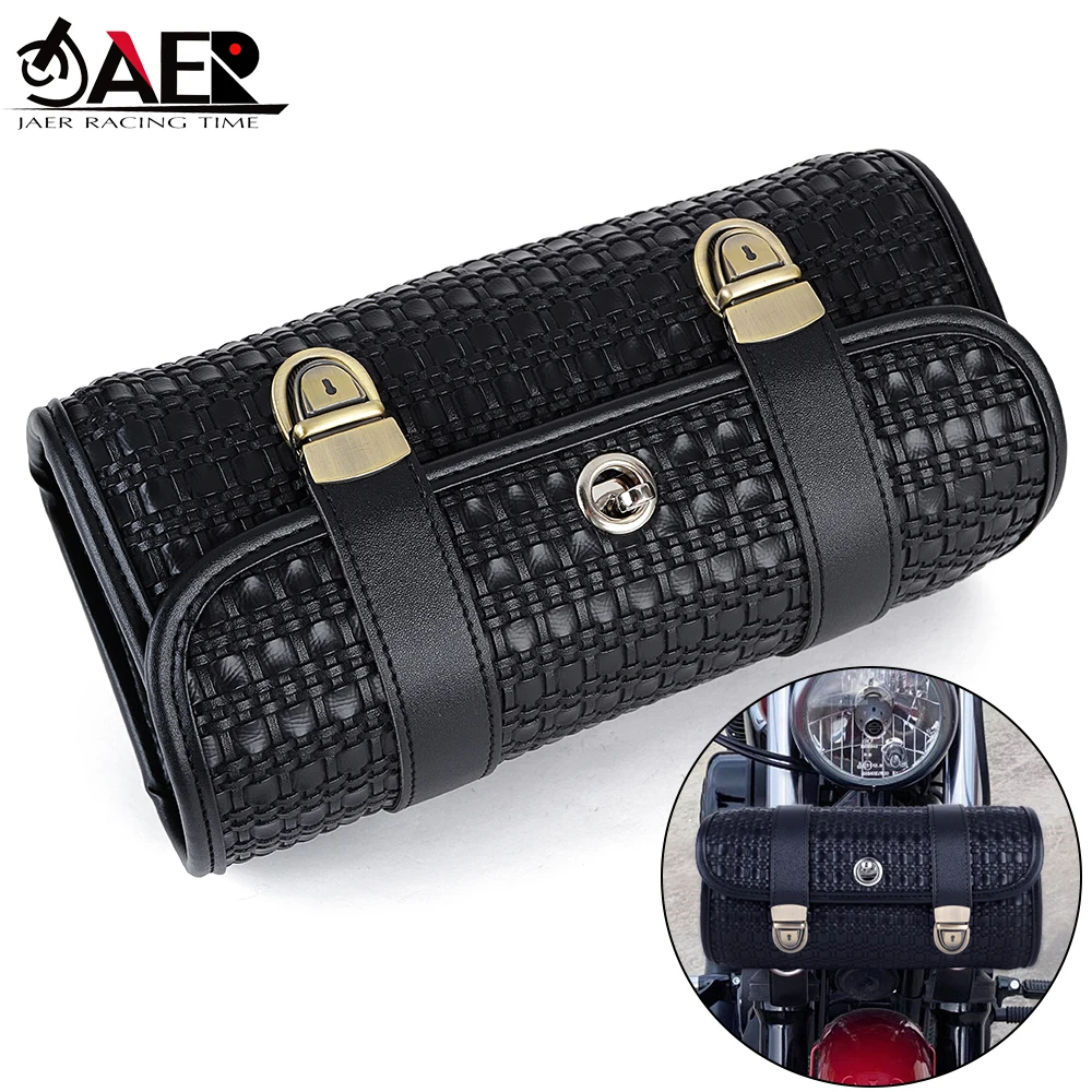 Motorcycle Saddlebags PU Leather Front Fork Tail Tool Bag Luggage for Harley Chopper Bobber Cruiser Sportster XL 883 1200 Bag
