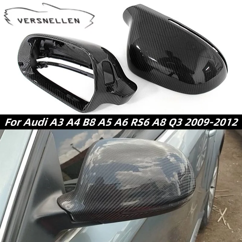 

Real Carbon Fiber Rearview Side Mirror Cover Cap Shell Trim Full Replace For Audi A4 B8 2009-2012 A3 A5 A6 RS6 A8 Q3