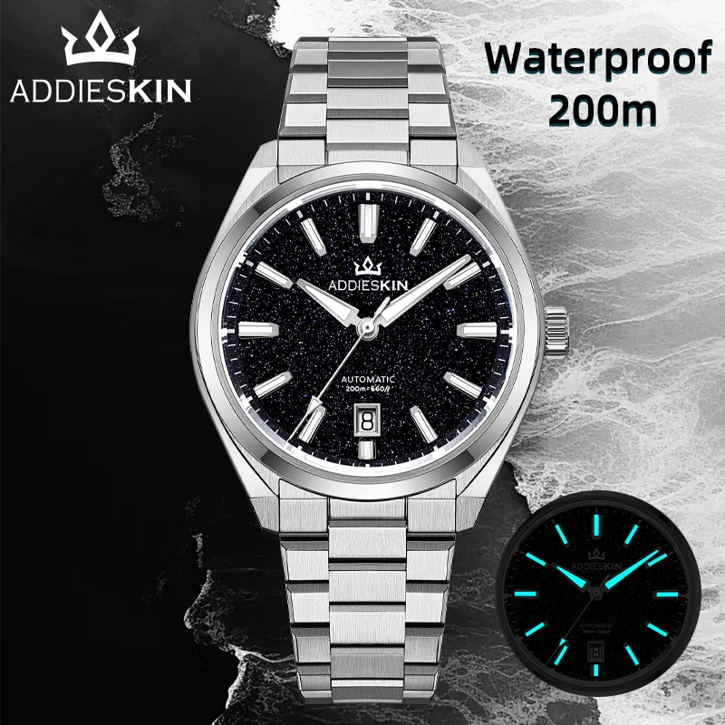 AddiesKIN K010 Blue Goldstone Dial Automatic Mechanical Watch 20Bar Waterproof Sapphire Glass Japan9015  BGW9 Luminous Men Watch