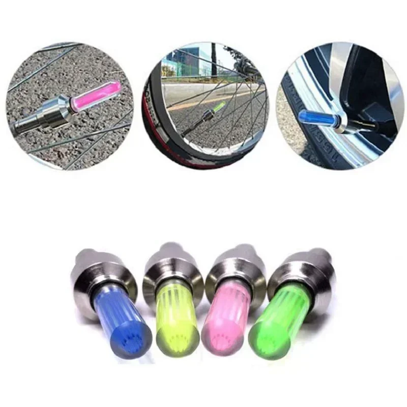 2/4pcs Motorcycle Bicycle Tire Valve Caps Light LED Neon Flash Lamp Waterproof Tyre Universal Wheel Lights Car Accessories image 5