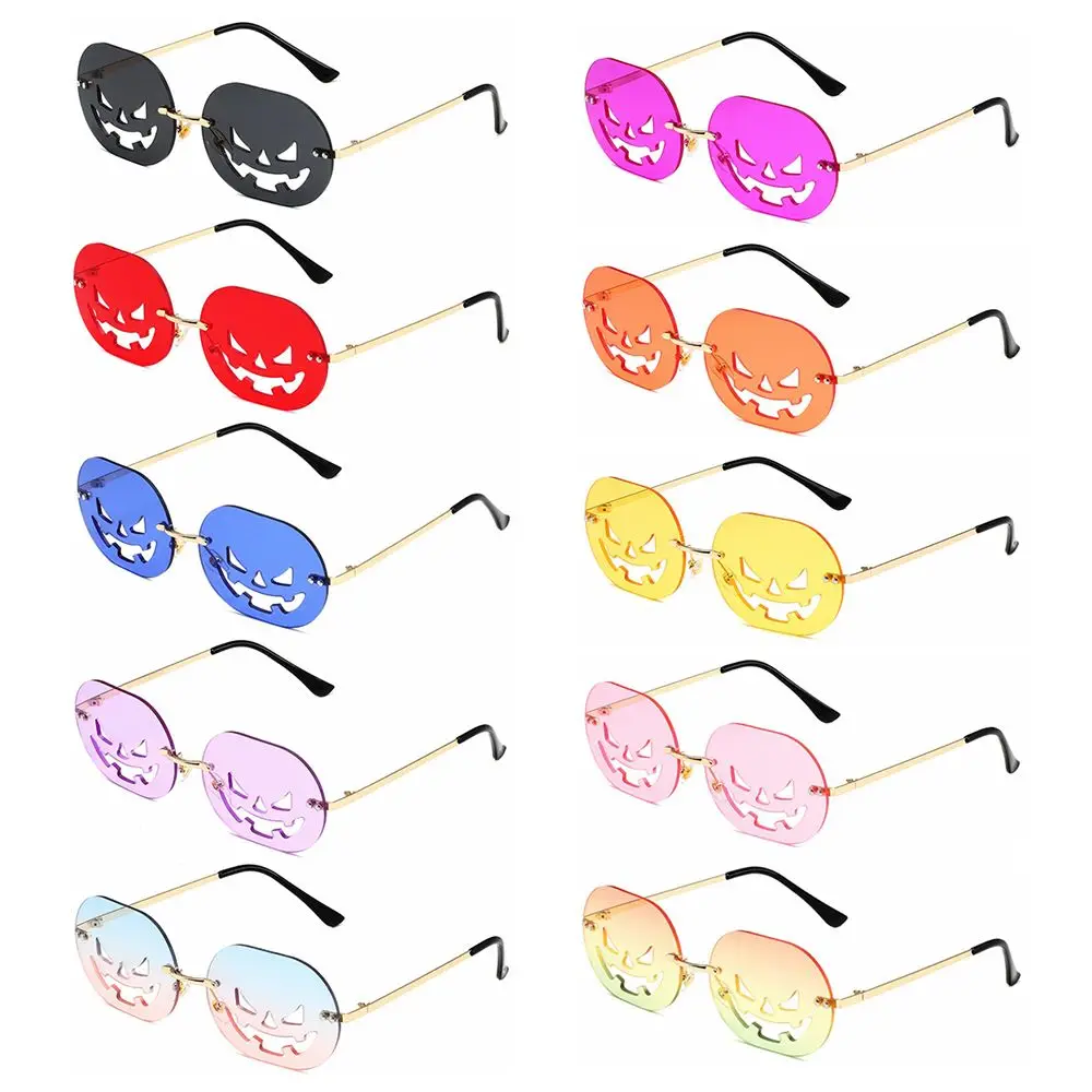 Trendy Cutout Oval Party Glasses Pumpkin Glasses Sunglasses for Women Men Halloween