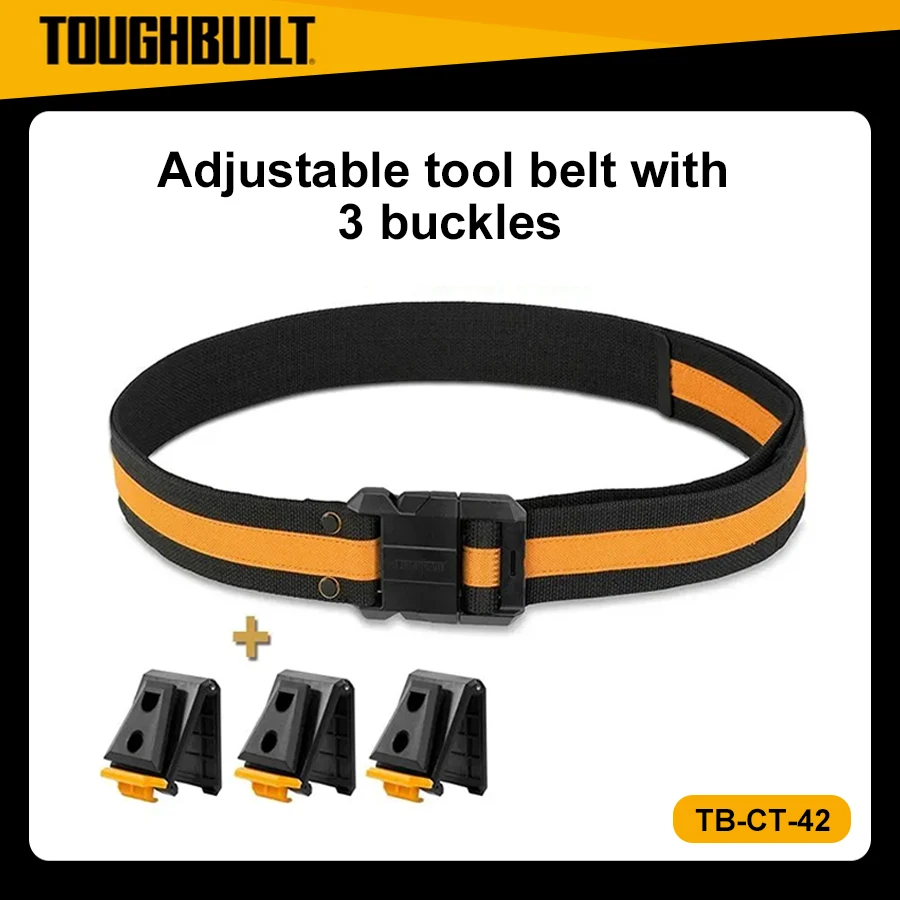 TOUGHBUILT Padded Belt Heavy Duty Buckle Back Support for Waist Bag Clip Belt Buckle 3Pcs TB-CT-41 TB-CT-41P TB-CT-42 TB-CT-150