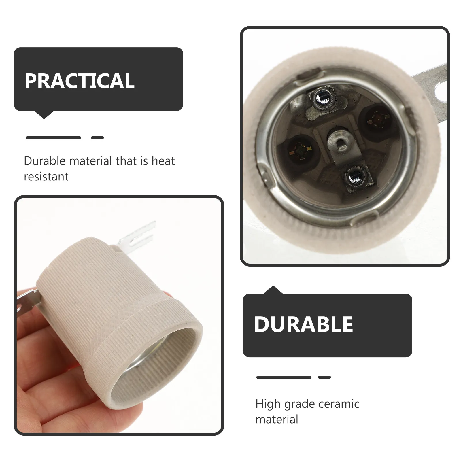 12Pcs E27 Ceramic Lamp Holder Light Socket Threaded Bulb Base Heat Insulation Lamp Replacement Parts for Ceiling Wall Light