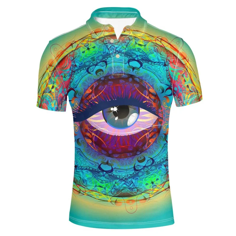 New In 3d Printed Eyes Bee Polo Shirts Personality Summer Lapel Tshirts For Men Kids Short Sleeve Tops Cool Button Tee Shirt