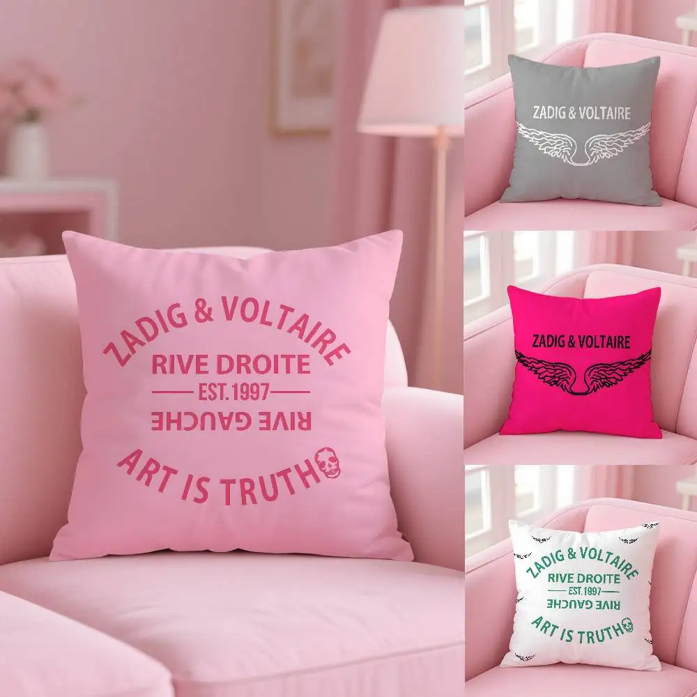 Luxury Fashion Z-zadig and voltaire Pillow Case Anti-dustmite Pillowcase Invisible zipper silky short plush Sofa cushion cover