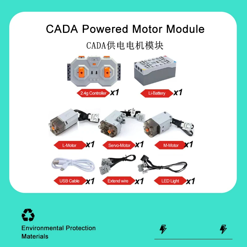 CADA Powered Functions Parts High Speed M L Servo Motor S059 Remote Control Power Module Building Block Toys Battery Accessories