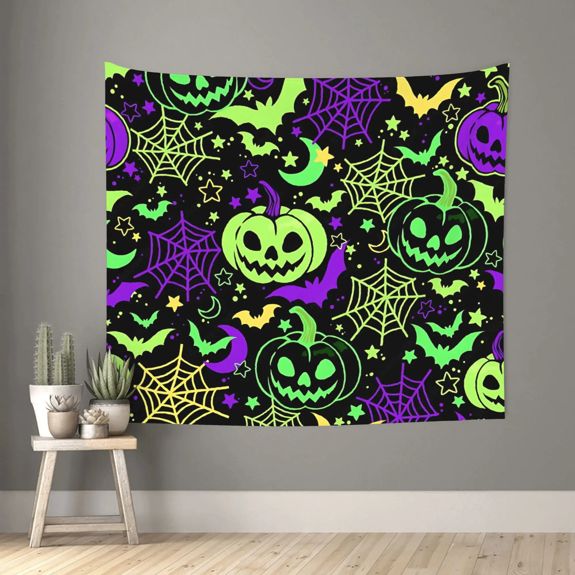 Halloween Print Pumpkin Spider Web Customized Tapestry Bedroom Decoration  Wall Hanging Blanket Tapestry Cool Stuff For Room