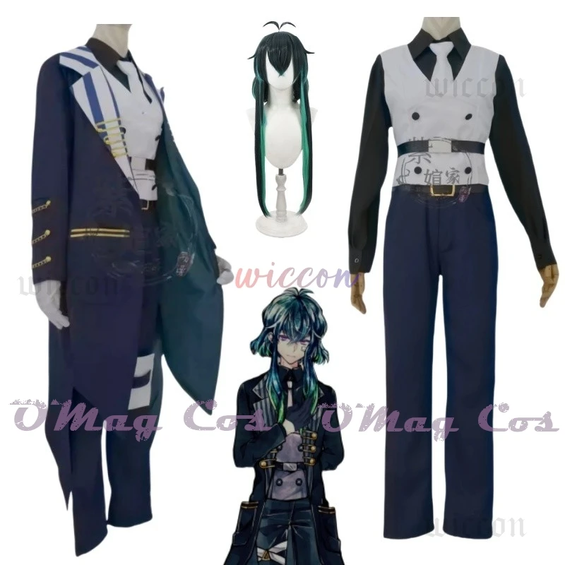 

Game Devil Butler Bastien Kelly Cosplay Costume Bastien Uniform Wig Tuxedo Halloween Carnival Roleplay Clothes For Men Women