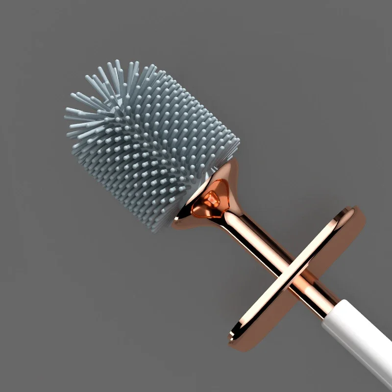 TPR Silicone Bristle Toilet Brush Water Leak Proof with Base No Dead Corner Cleaning Brush Wc Flexible Soft Bristles Brush