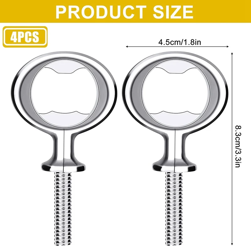 Bottle Opener Blank DIY Beer Bottle Opener Stainless Steel Flat Bottle Opener Inserts Threaded Beer Opener 4Pc