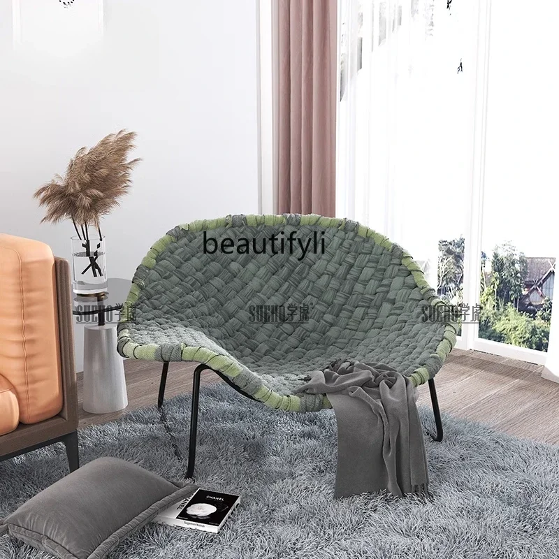 F Lazy sofa bedroom comfortable backrest double recliner Nordic light luxury home balcony leisure single sofa chair