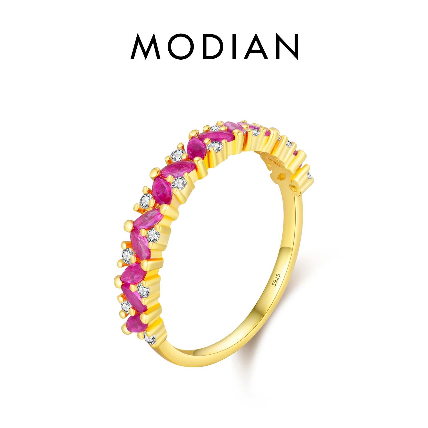 Women's 925 Sterling Silver Rainbow CZ Vintage Stackable Ring