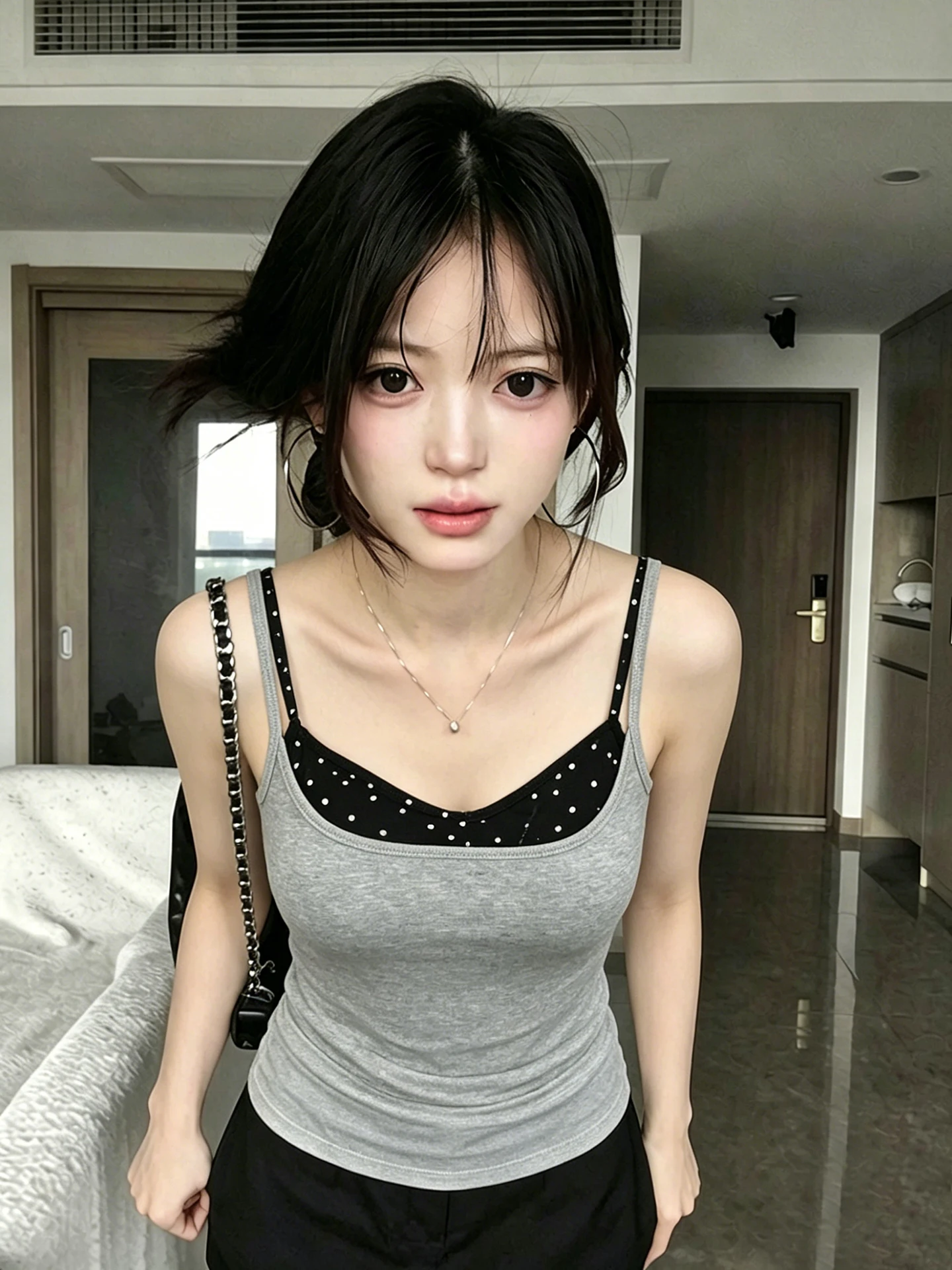 Slim Fit Polka Dot Camisole Tank Top Women's Summer Fashion Inner Wear Korean Style City Walk Casual Outfit Waterproof Print
