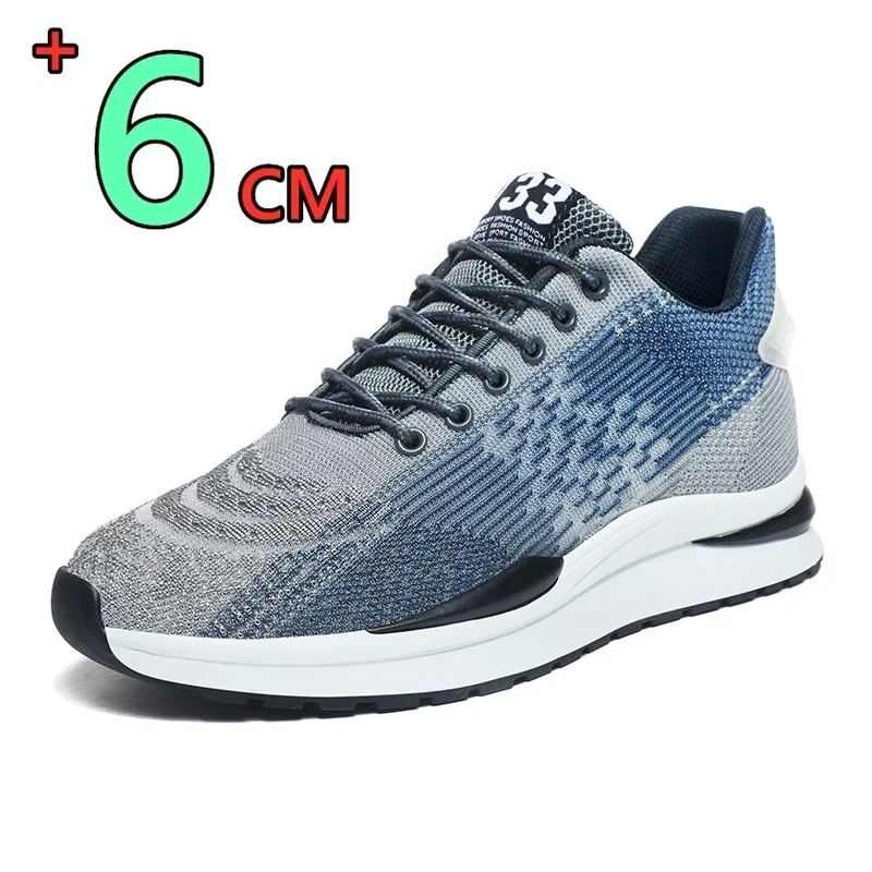 New Breathable Elevator Shoes Man Sneakers Heightening Shoes Height Increase Insoles 6CM Men Daily Life Casual Lift Sports