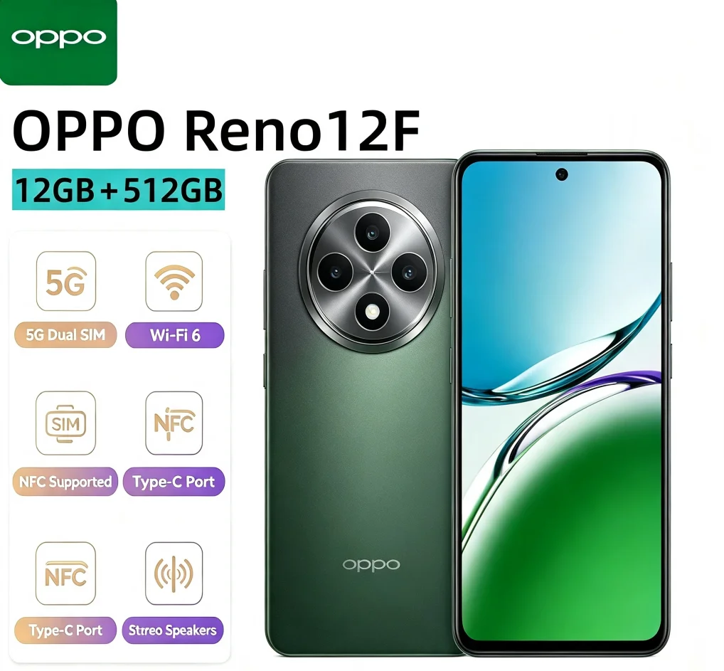 Trending 2026 Authentic OPPO Reno12F Unlocked Smartphone 12+512GB Ample Storage Premium High‑End Memory for Smooth Continuous