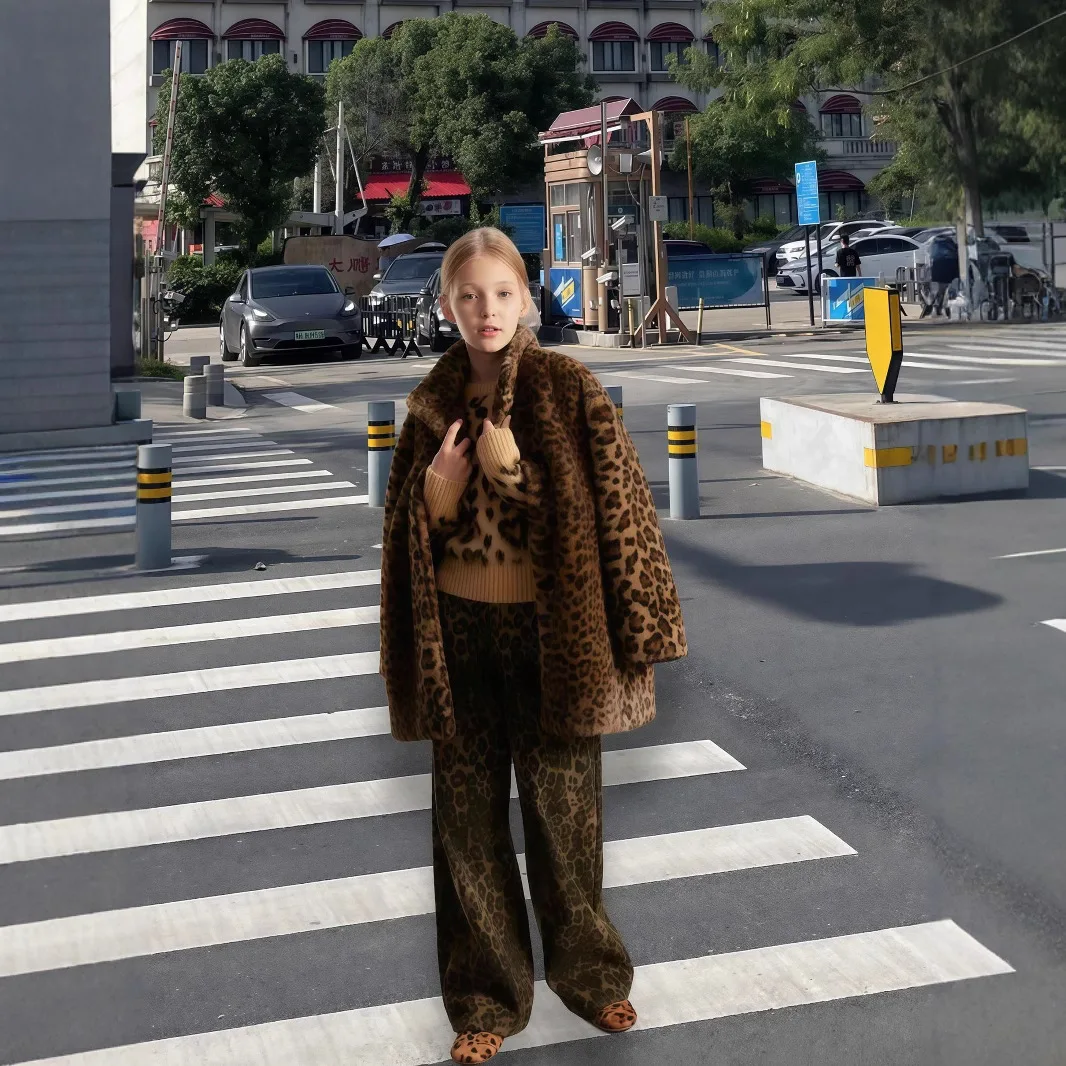 المال القديم الشتاء النساء معطف الفرو البيئي ليوبارد طباعة مقنعين جيوب الإناث ايكو الفراء سترة كول عالية الشارع فرو المنك أبلى لسيدة #1