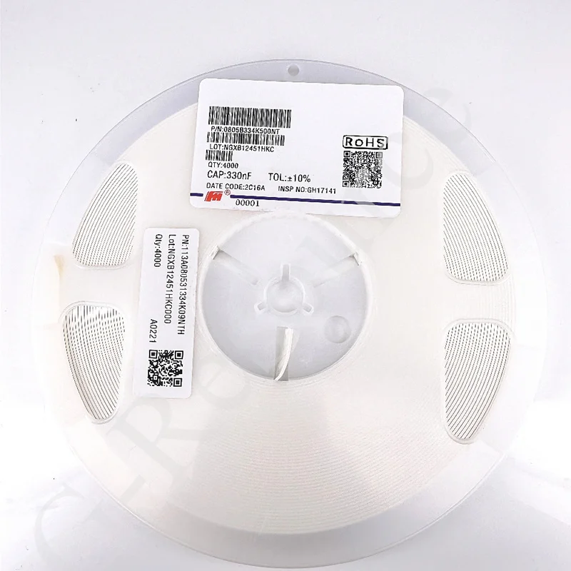 (100pcs) 0805B334K500NT Chip Capacitor (MLCC) 330nF ±10% 50V memory