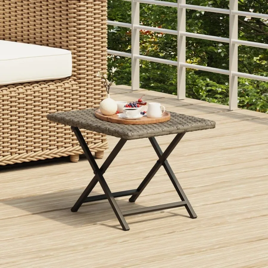 

Folding Table Gray 17.7x13.8x12.6 Poly Rattan