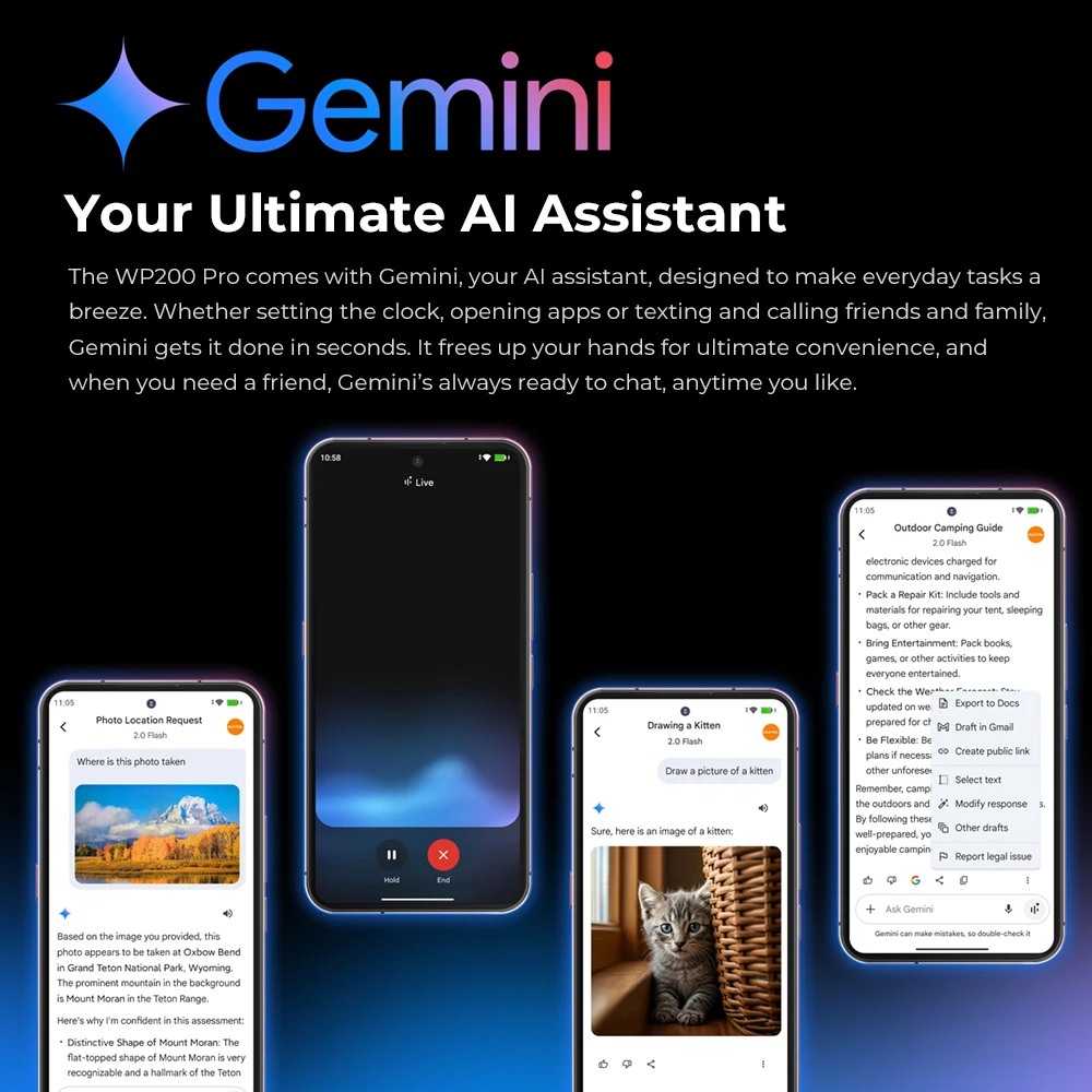 Oukitel WP200 Pro وحدات AI هاتف ذكي متين سماعة أذن قابلة للفصل الأبعاد 8200 5G 24GB + 1 تيرا بايت 8800mAh 108MP كاميرا أندرويد 15