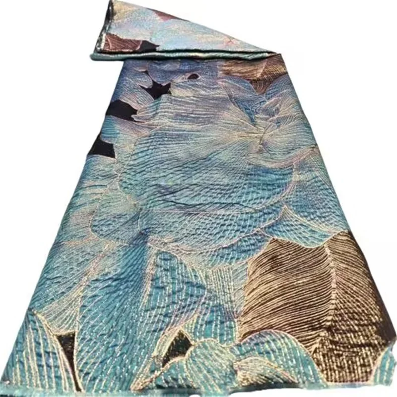 

Новейшая французская парчовая жаккардовая кружевная ткань 2024, высокое качество, африканский тюль, кружевная нигерийская кружевная ткань для свадебных платьев, синяя