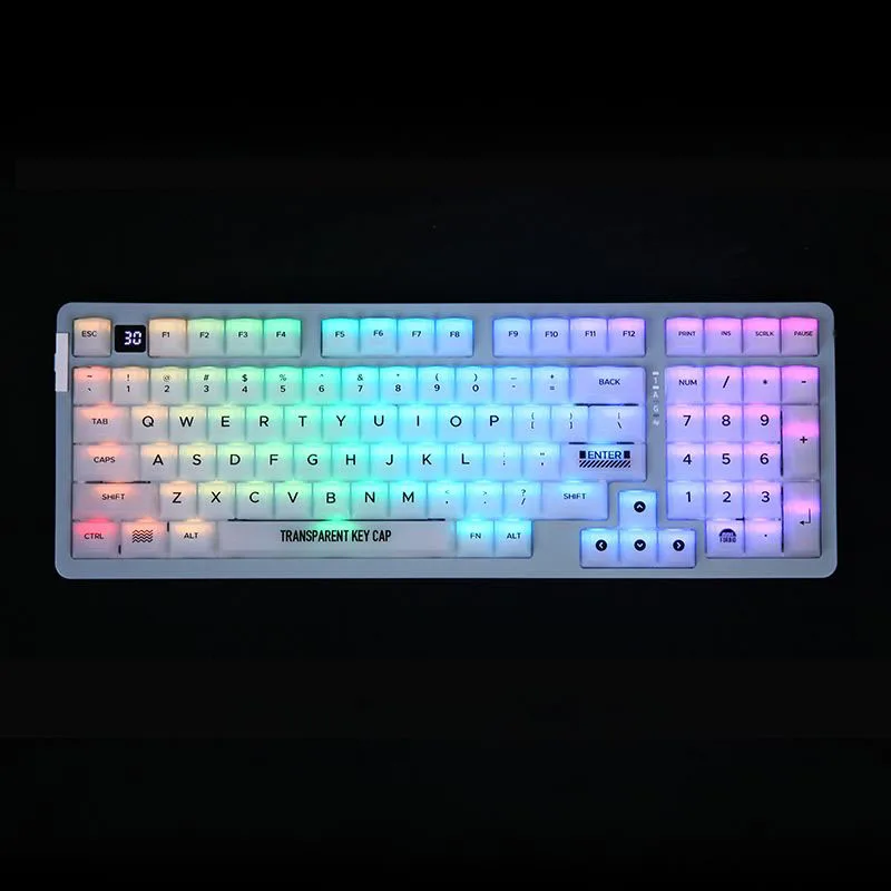 Lcebberg-teclas transparentes de cristal blanco lechoso para PC, 117 teclas, perfil OEM, Teclado mecánico para juegos, retroiluminado, RGB, esmerilado