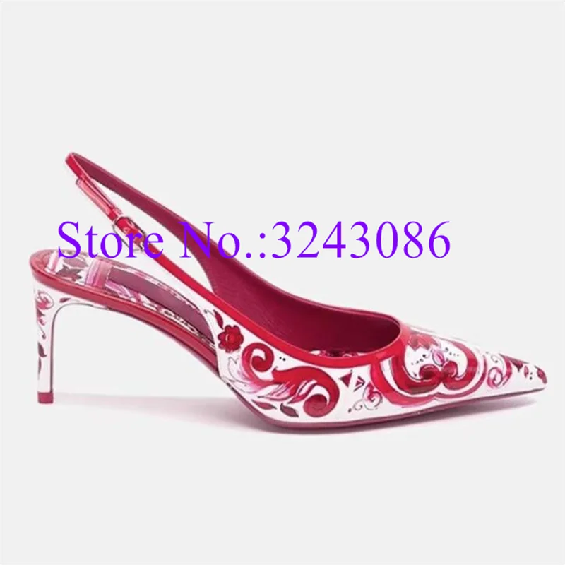 New Mixed Color Thin High Heel Sandals Lady Pointed Toe Slingback 6cm Heel Woman Pumps Fashion Female Leather Sandals Dropship