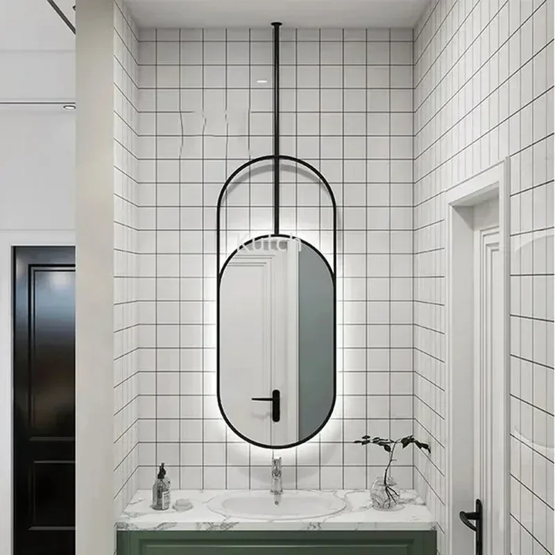 

Washroom Decorative Bath Mirrors Self Haircut Cabinet Wall Mounted Oval Shaving Bath Mirrors Smart Miroir Mural Mirrors LG50JZ