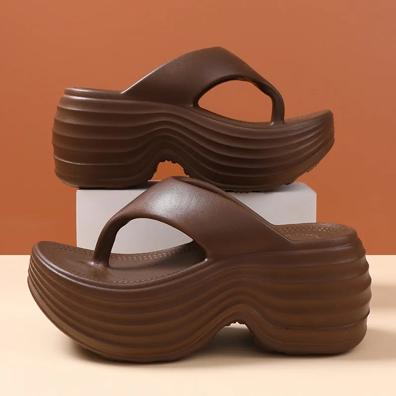 

2026 Solid Color EVA Platform Slippers Women Thick Sole Non Slip Beach Slides Sandals Lady Summer Soft Sole Wedge Heel Slipper