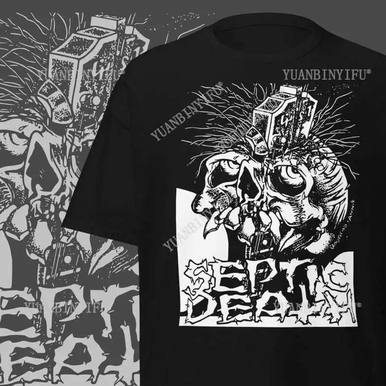 سيبتيك الموت تي شيرت خمر المتشددين الشرير ميرش ريترو فاسق الملابس القطن خمر جولة الرقبة الشارع الشهير تيز قصيرة الأكمام #1