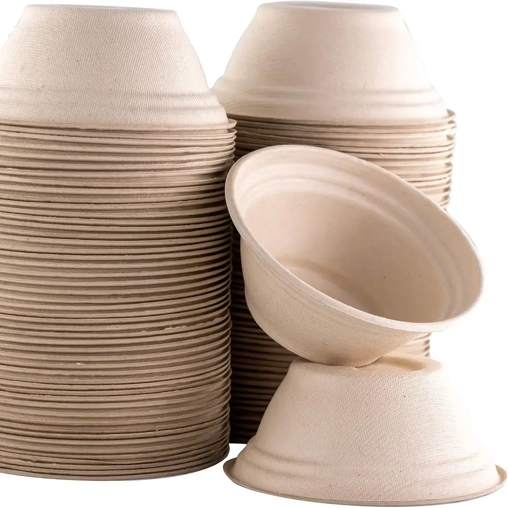 Biodegradable Disposable Tan Krat Pet Bowls Bulk 100 Pack 8 Oz/1 Cup. Non-Toxic Food and Water Dishes for Puppies, Small Dogs or