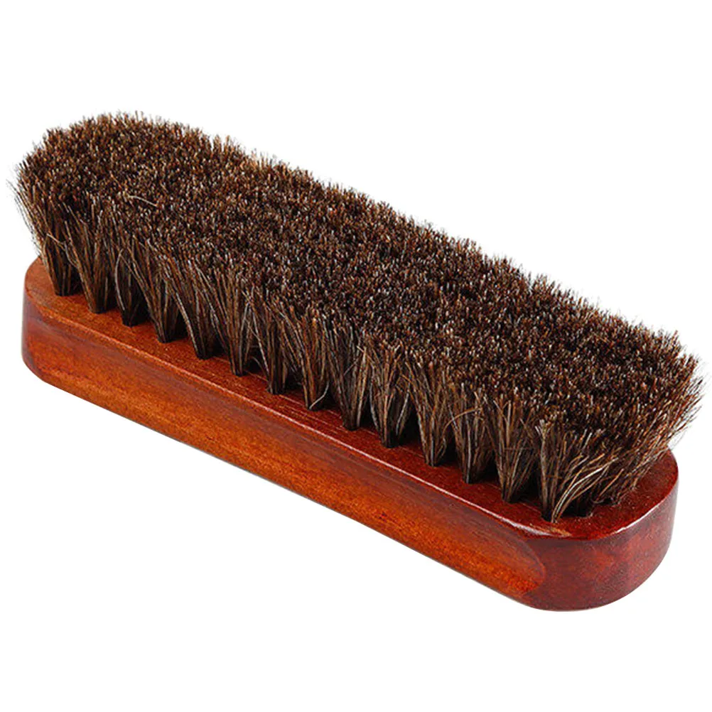 

Wooden Horse Hair Brush for Shoes Hats Cleaning Polisher Small Bend Design Efficient Shoe Boot Care Tools