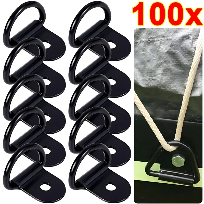 

100/10PCS D Shape Pull Hook Tie Down Anchor Ring Iron Stainless Steel Cargo Tie Down Ring for Truck Trailers RV Boat Accessories